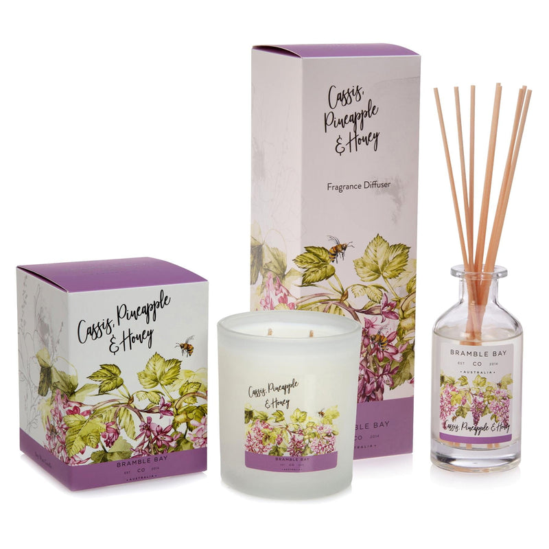 300g Double Wick Cassis, Pineapple & Honey Bath & Body Soy Wax Scented Candle - By Bramble Bay