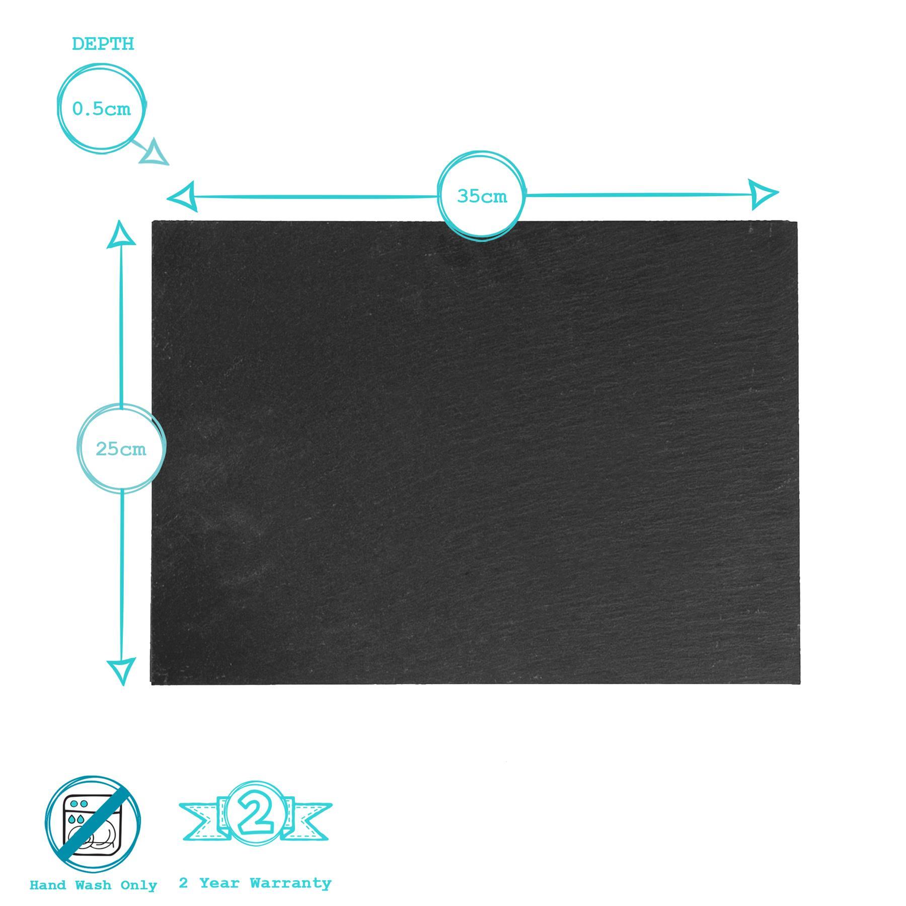 35cm x 25cm Black Rectangle Linea Slate Placemats - Pack of Six