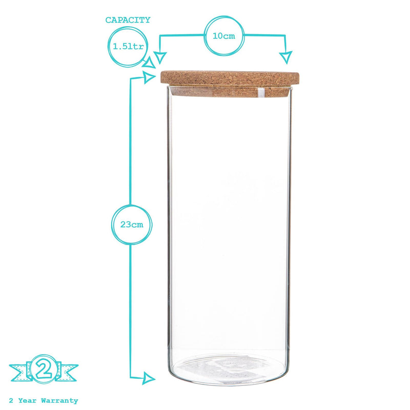 1.5L Scandi Storage Jars with Cork Lids - Pack of Three - By Argon Tableware