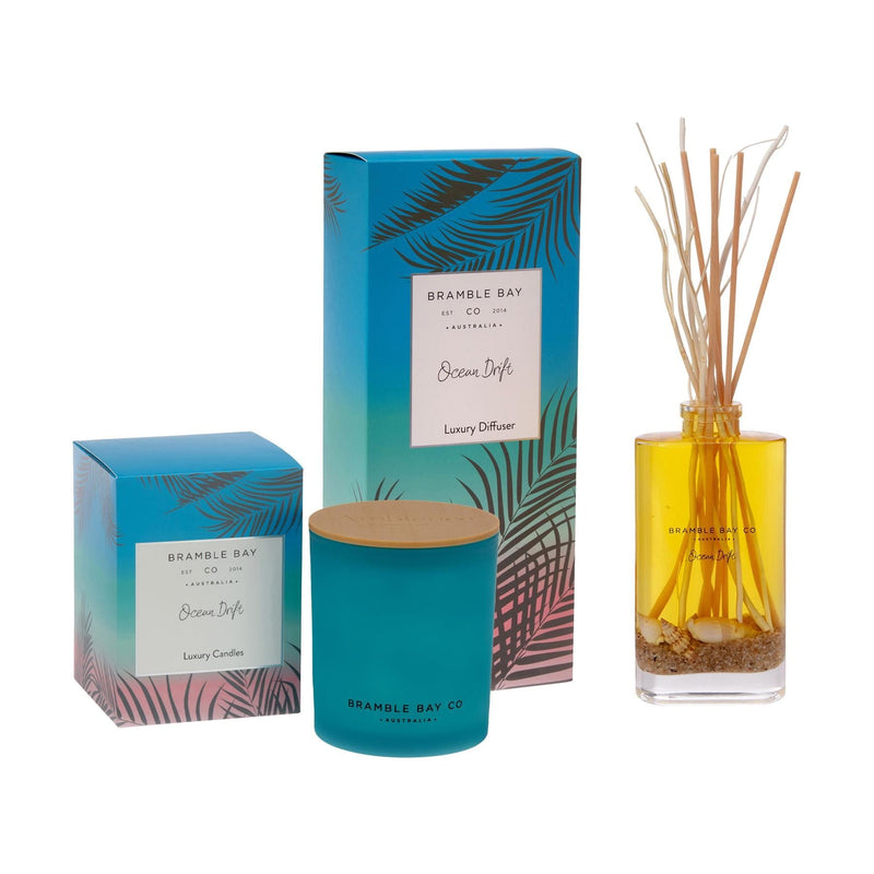 Ocean Drift Oceania Scented Candle & Diffuser Set - By Bramble Bay