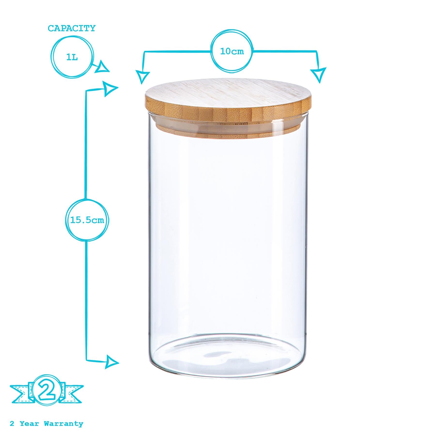 1L Scandi Storage Jar with Wooden Lid