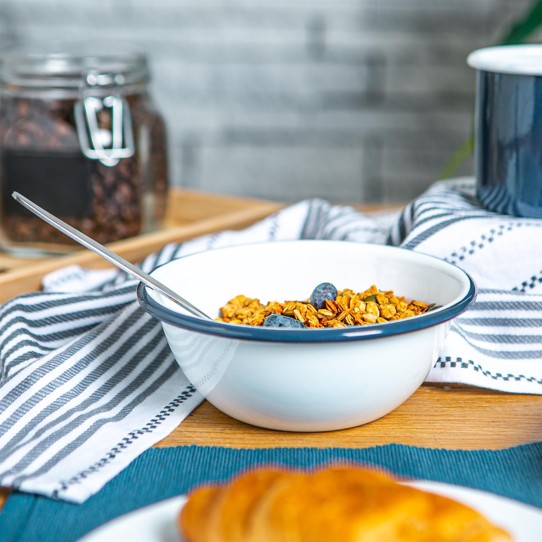 16cm White Enamel Bowls - Pack of Six