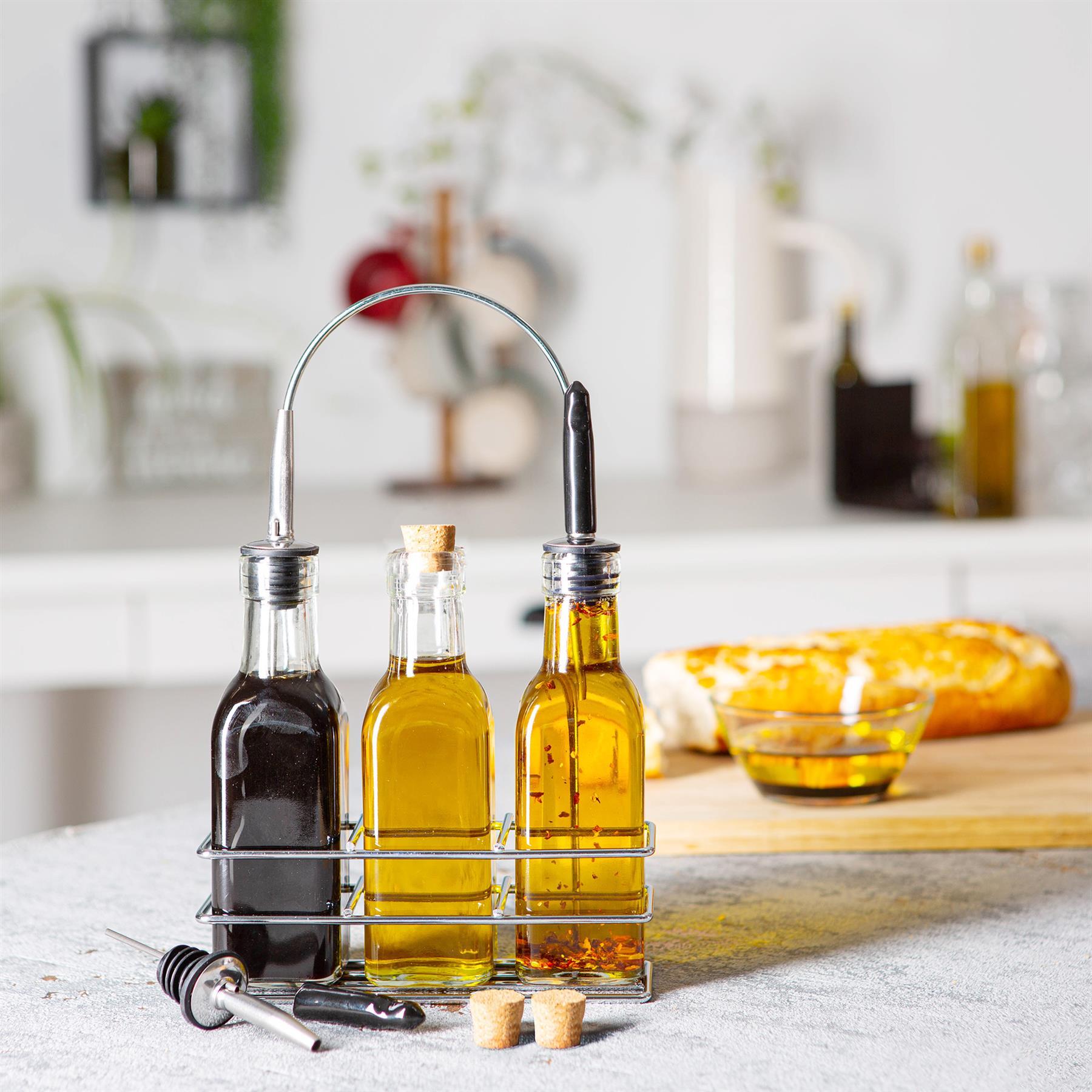 170ml Glass Olive Oil Pourer Bottles with Stand