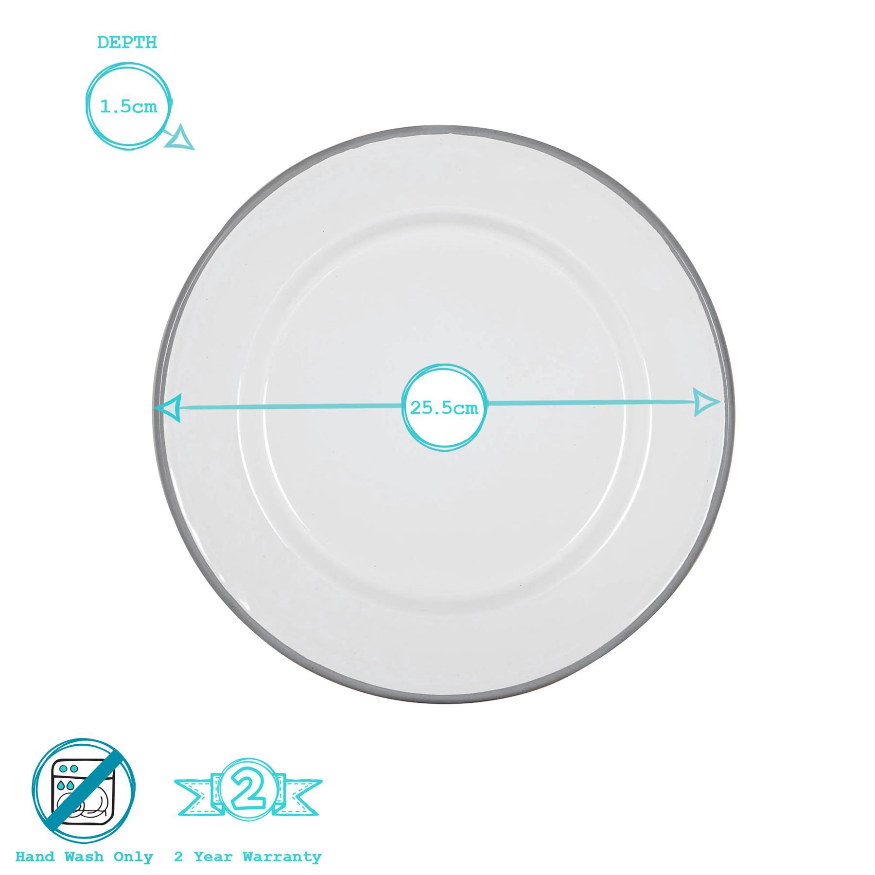 20cm Black/Grey White Enamel Side Plates - Pack of Four