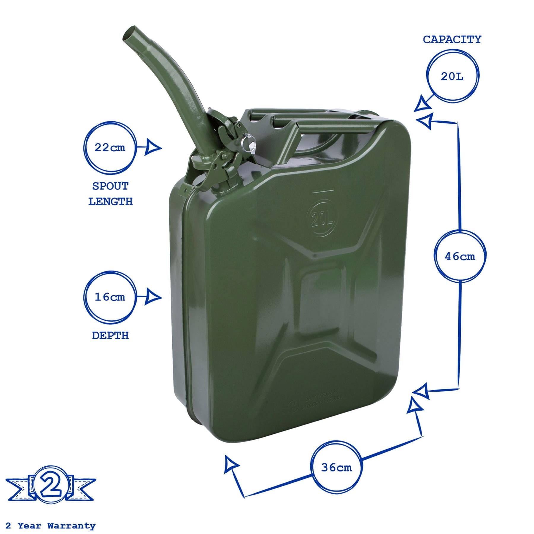 20L Steel Jerry Can with Spout