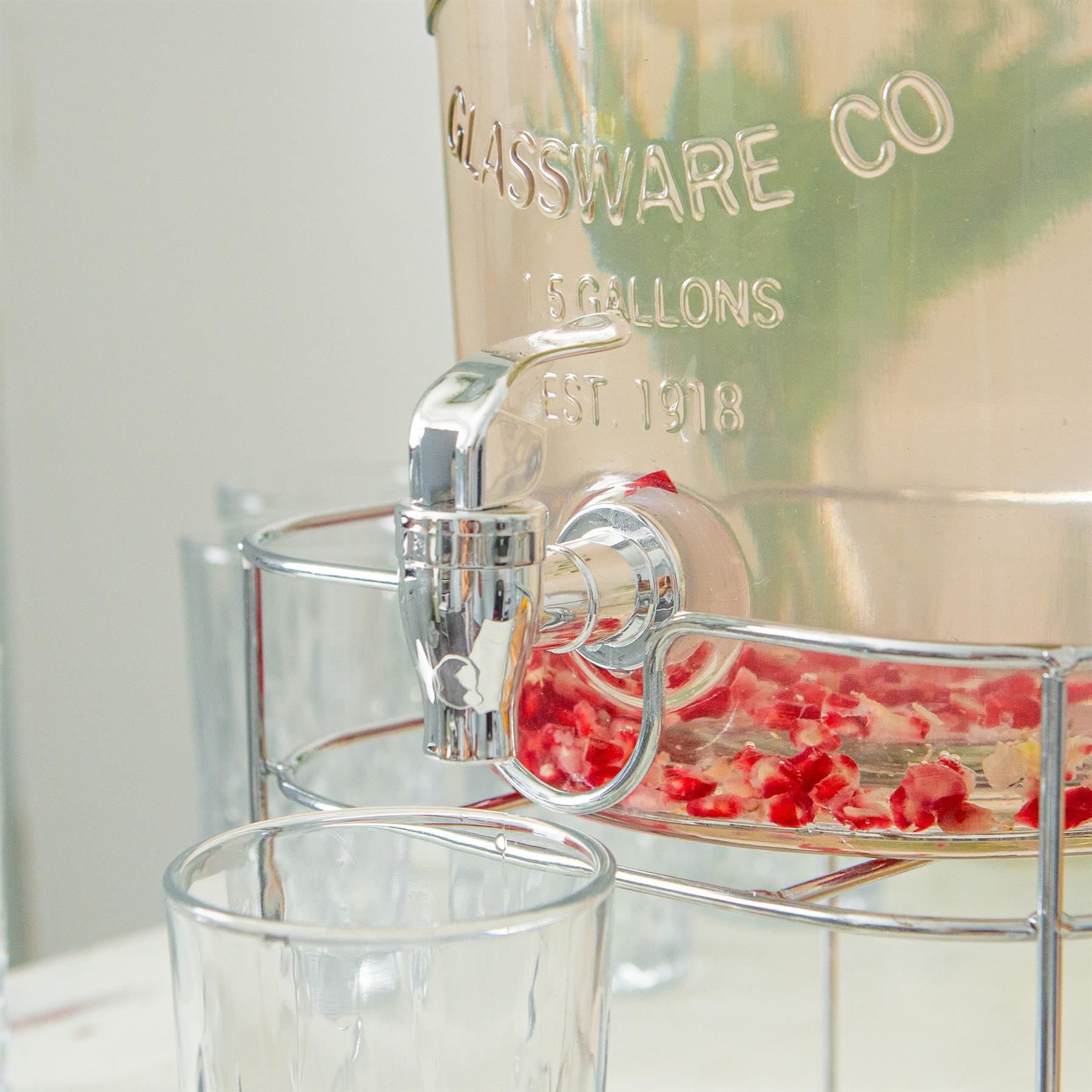6.5L Glass Drinks Dispenser with Tap & Chrome Stand