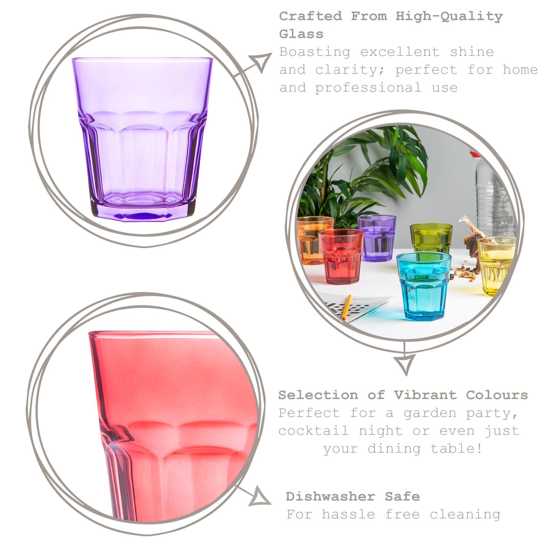 305ml Coloured Water Glasses - Pack of Six