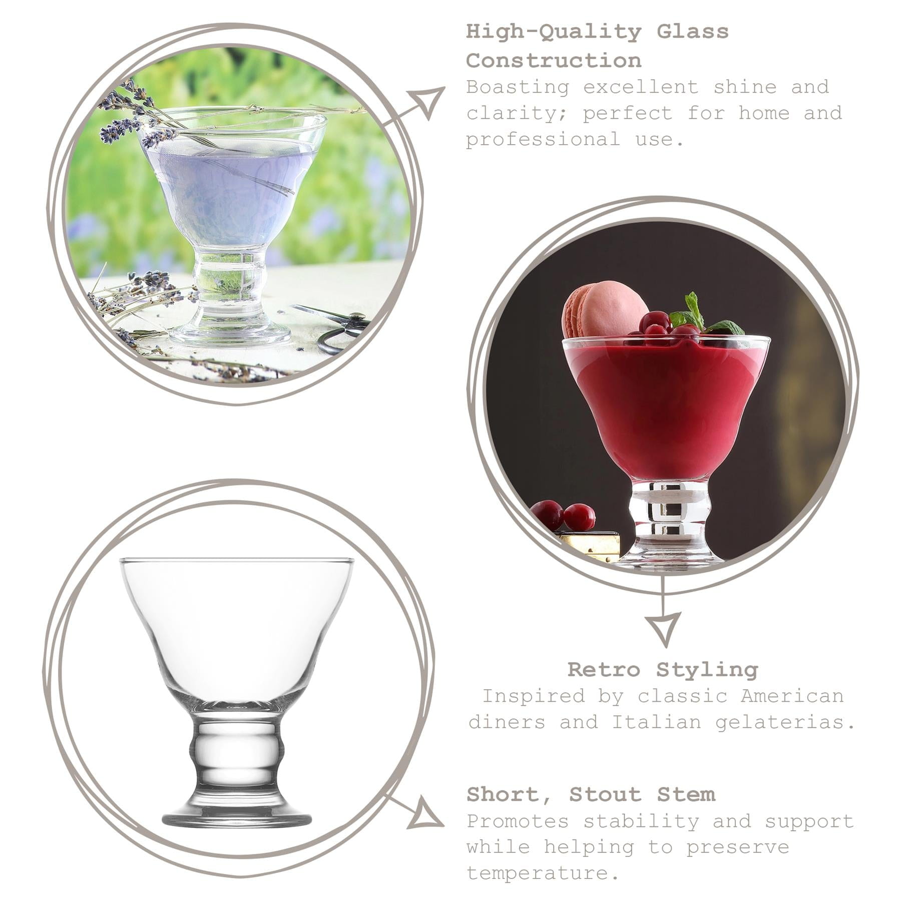 255ml Orion Glass Ice Cream Bowls - Pack of 6