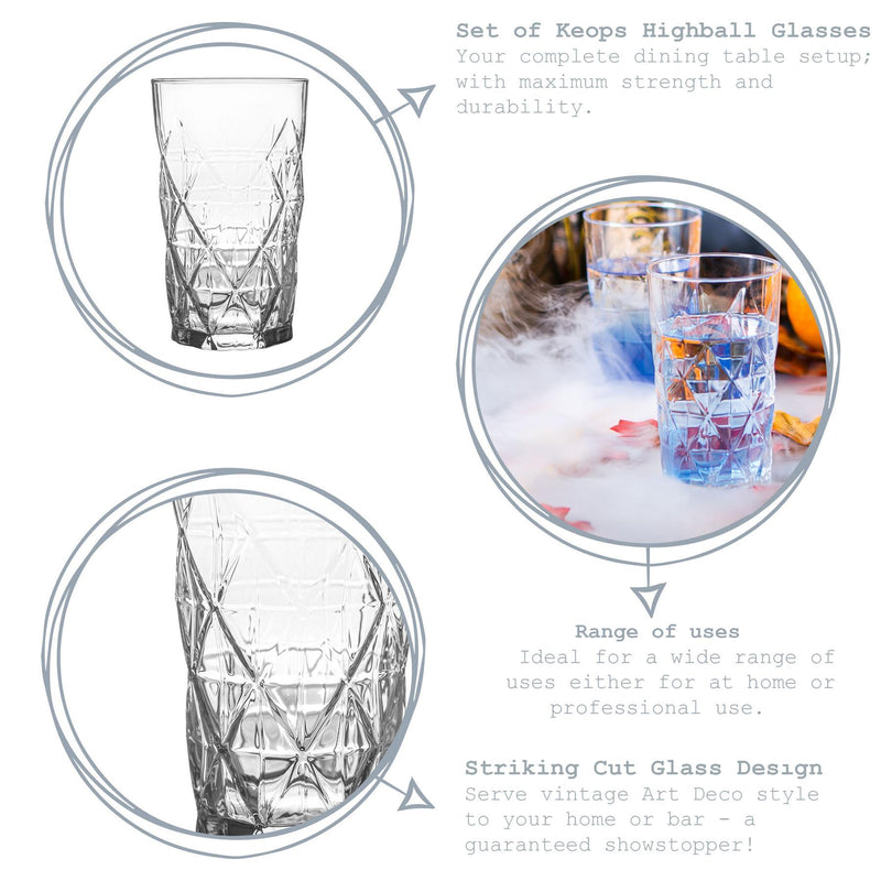 460ml Keops Highball Glasses - Pack of Six - By LAV
