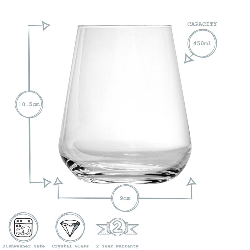 450ml Inalto Uno Stemless Wine Glasses - Pack of Six - By Bormioli Rocco