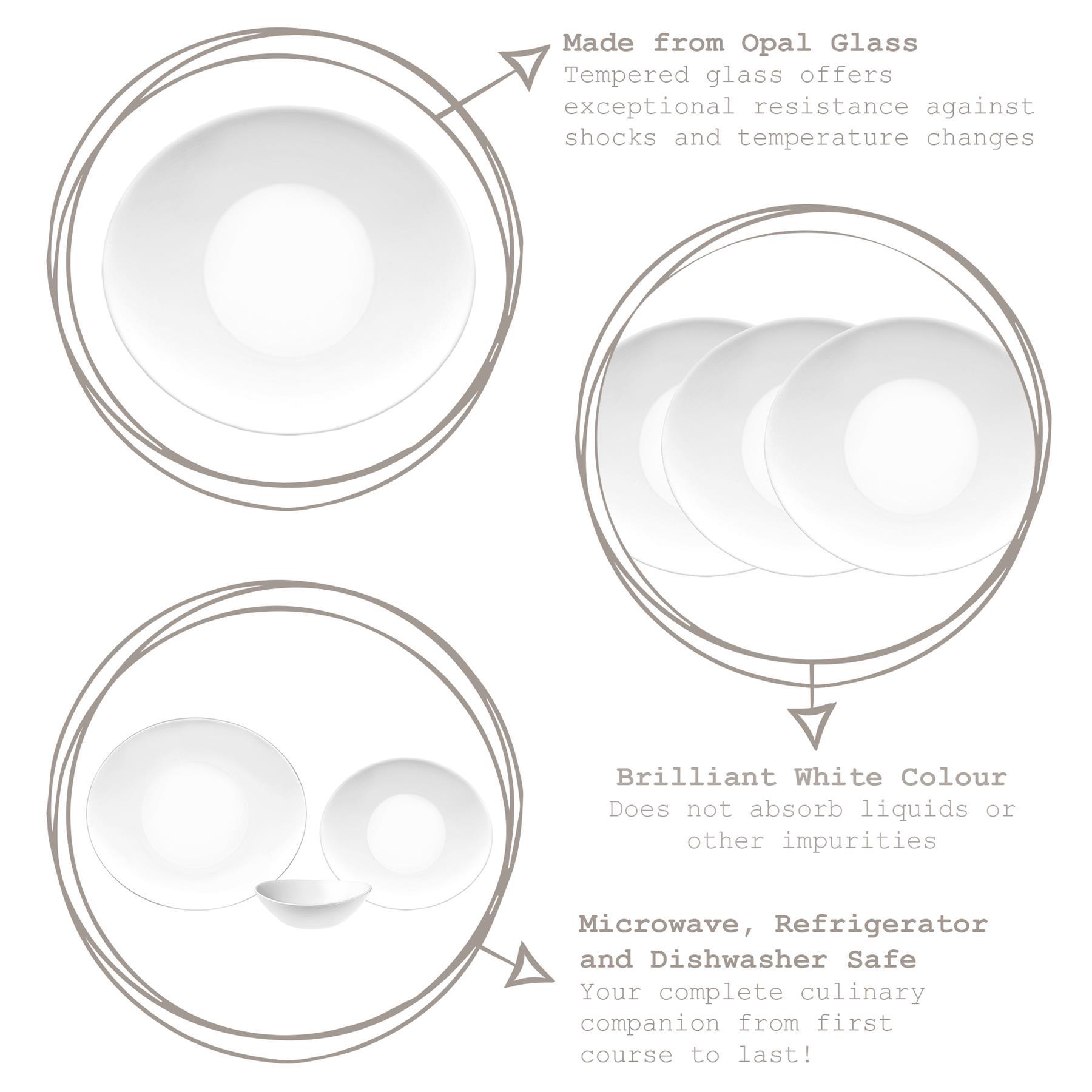 22cm White Prometeo Glass Dessert Plates - Pack of Six