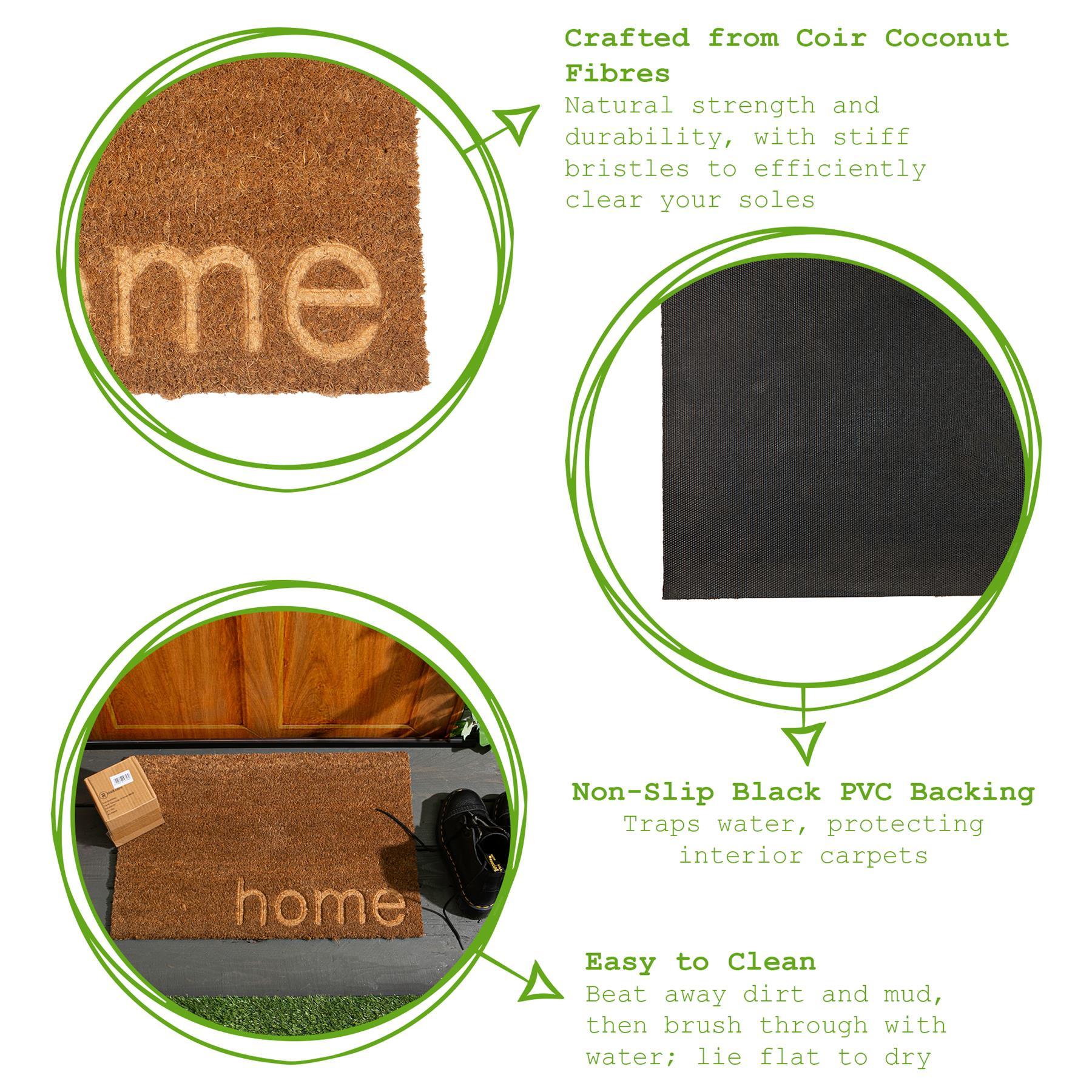 60cm x 40cm Brown Home Embossed Coir Door Mat