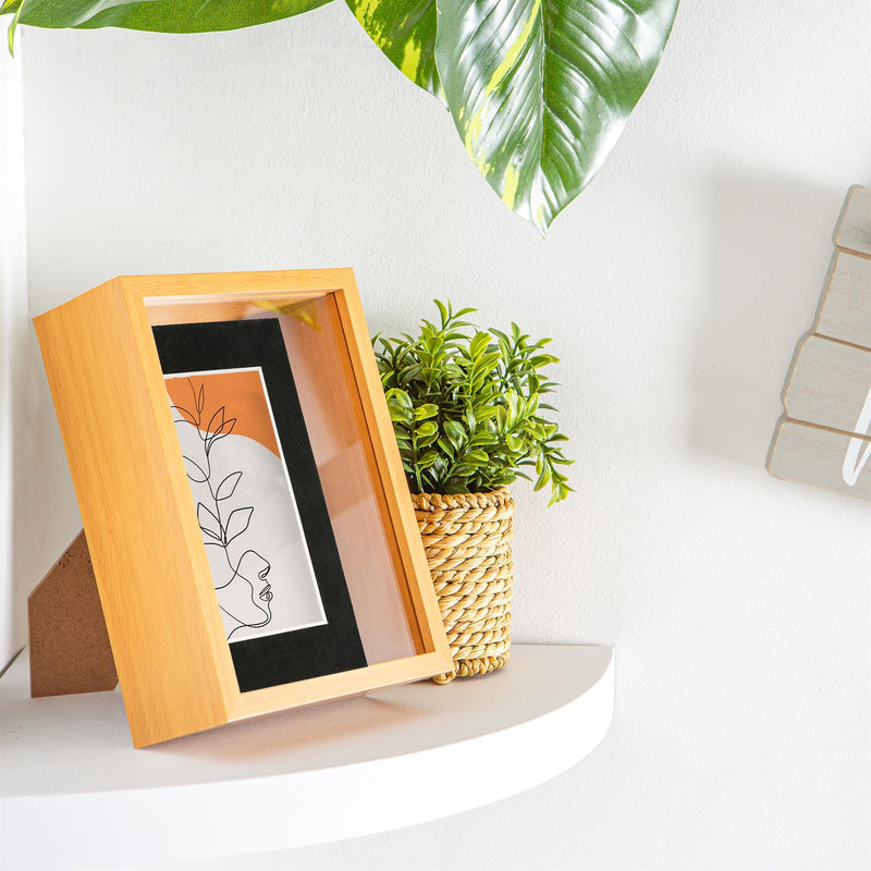 5" x 7" Light Wood 3D Deep Box Photo Frame - with 4" x 6" Mount - By Nicola Spring