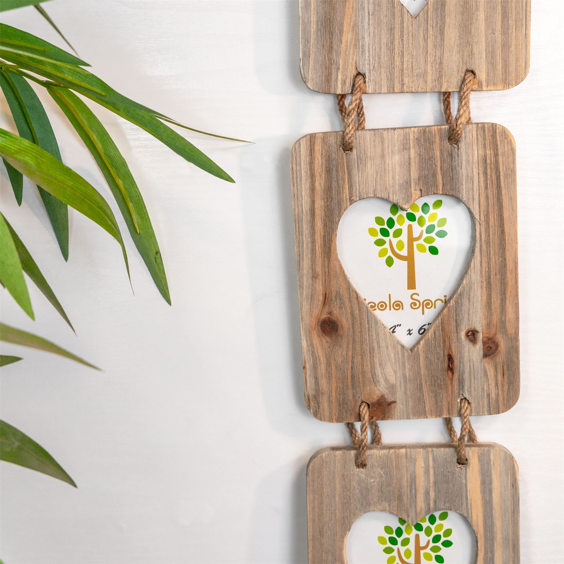 4" x 6" Wooden Hearts Hanging Triple Photo Frame
