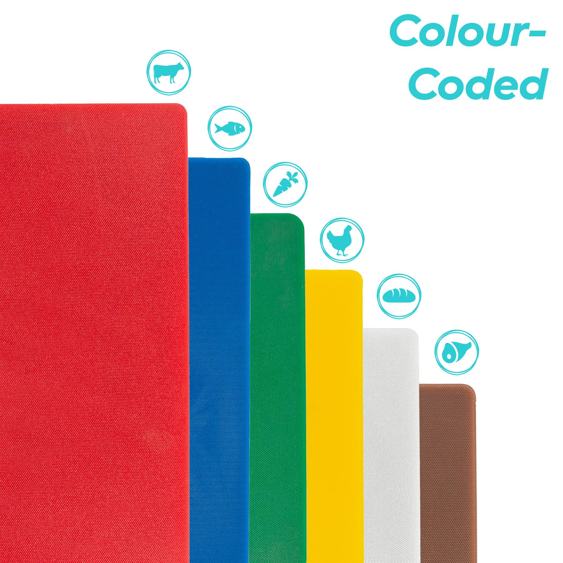 6pc Multi Colour-Coded Plastic Chopping Board Set