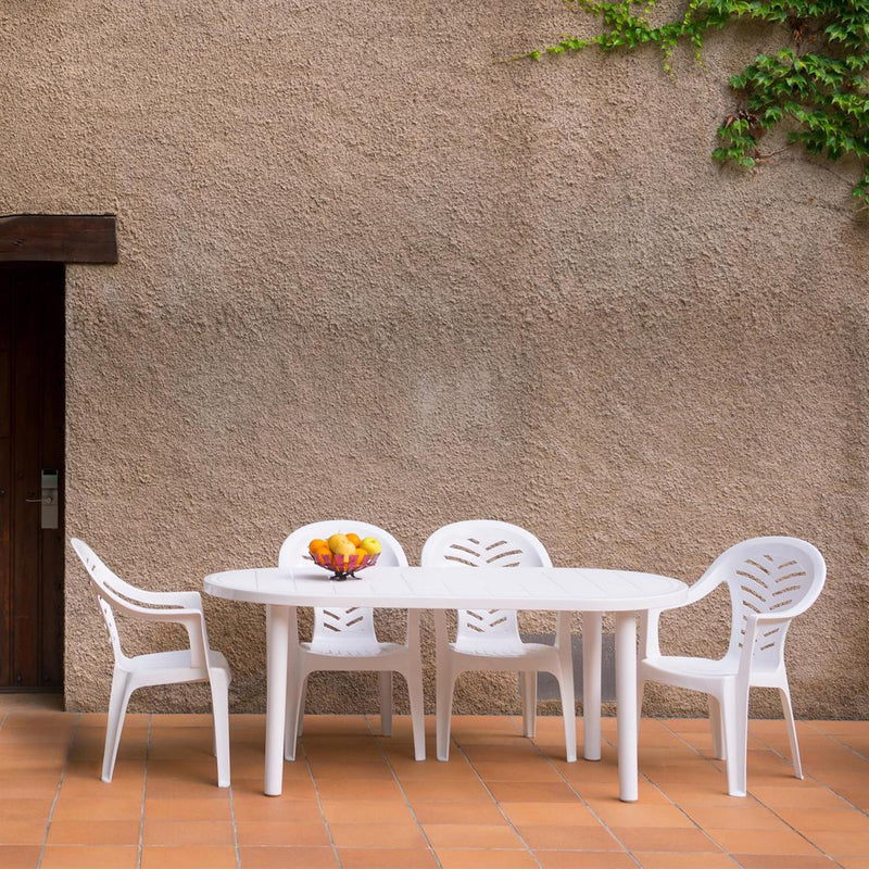 Six-Seater Oval Brava Plastic Garden Dining Table 180cm x 90cm - By Resol