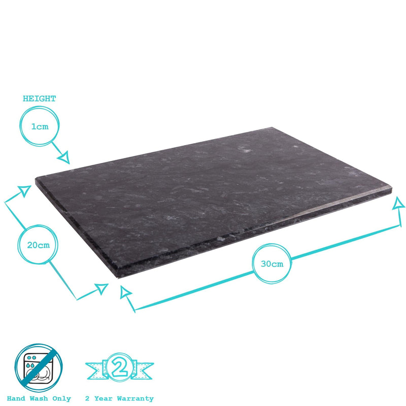 12pc Black Marble Placemats & Square Coasters Set - By Argon Tableware