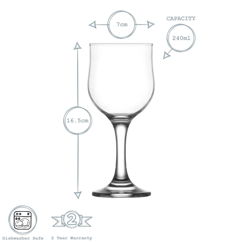 240ml Nevakar Wine Glasses - Pack of Six - By LAV