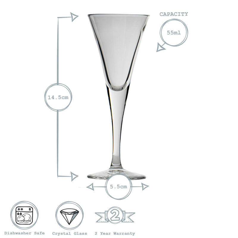 55ml Fiore Sherry Glasses - Pack of Six - By Bormioli Rocco