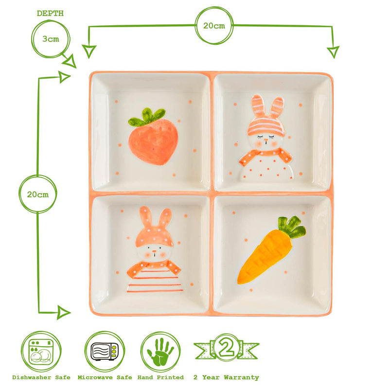 Bunny Snack Plate - Four Segments - By Nicola Spring
