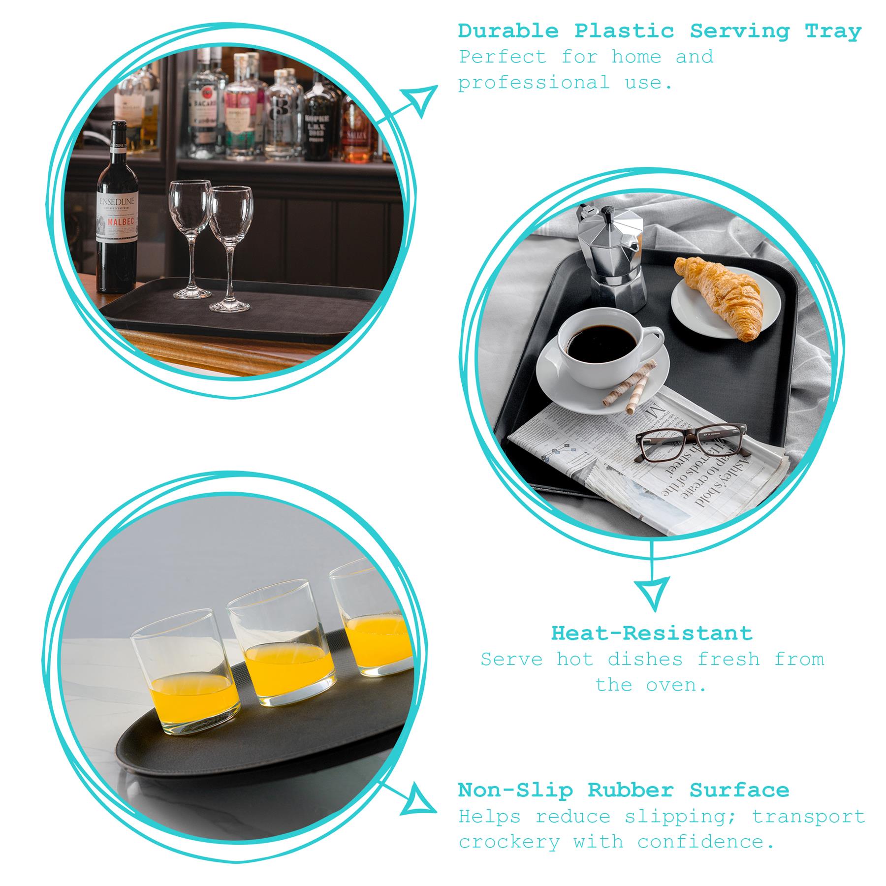 Black 66cm x 45.5cm Rectangle Non-Slip Serving Tray