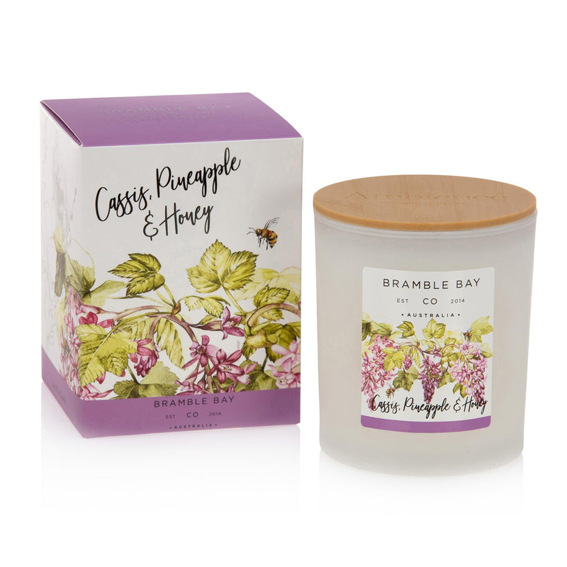 300g Double Wick Cassis, Pineapple & Honey Bath & Body Soy Wax Scented Candle - By Bramble Bay