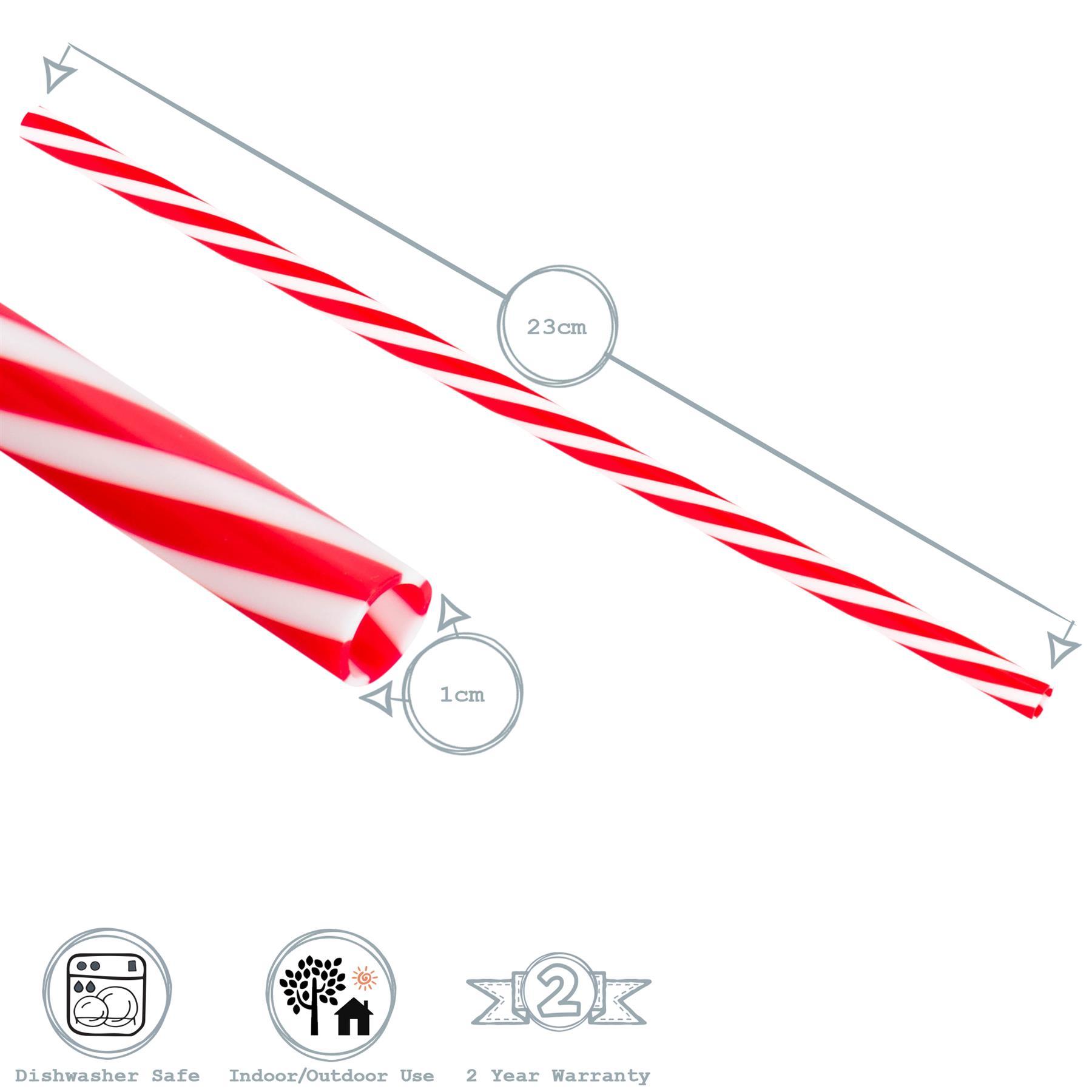Rink Drink 10 Classic Red Striped Reusable Drinking Straws Detail