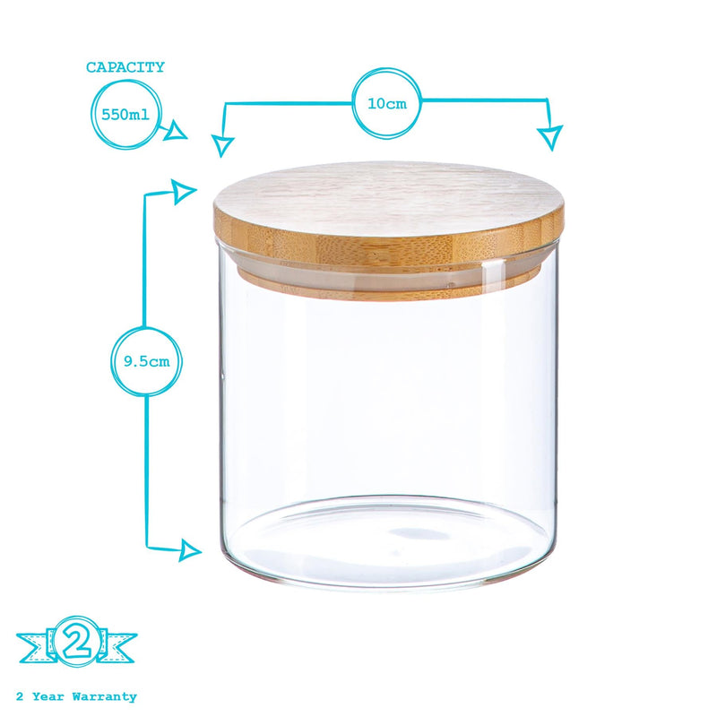 550ml Scandi Storage Jar with Wooden Lid - By Argon Tableware