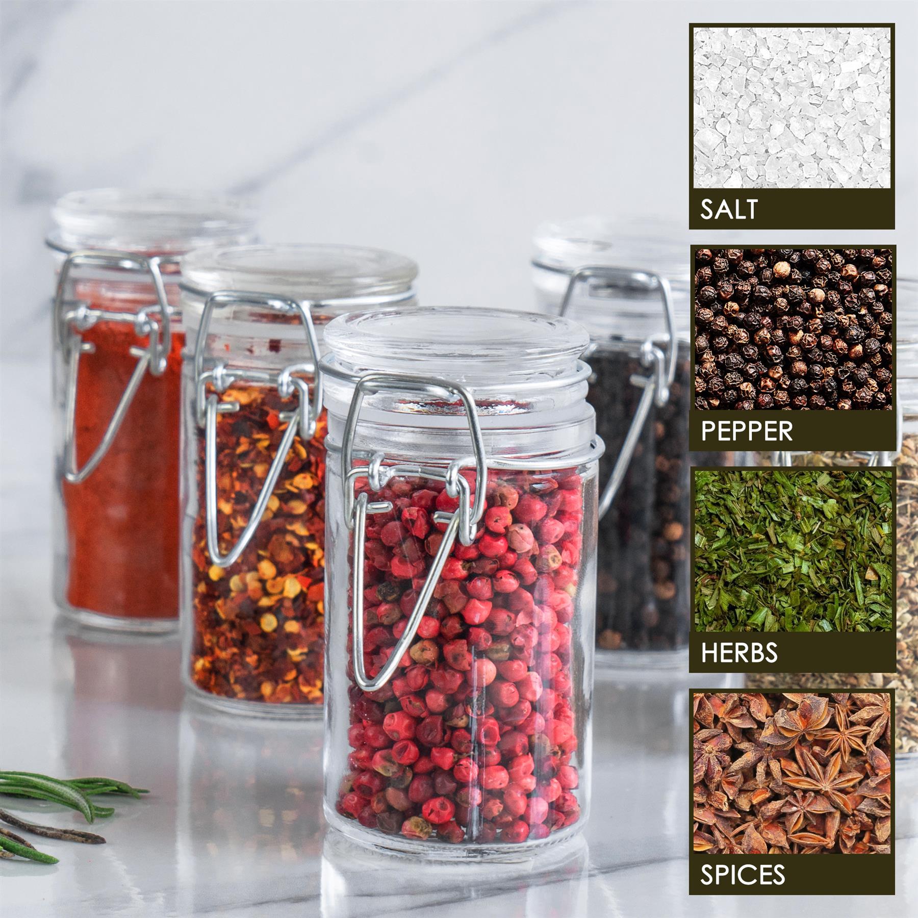70ml Air tight Classic Glass Storage / Spice Jar + Four Free Coloured Seals