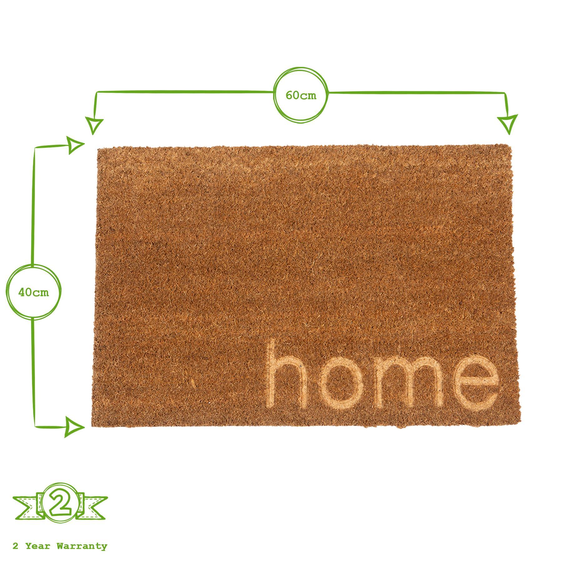 60cm x 40cm Brown Home Embossed Coir Door Mat