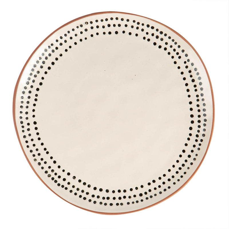 26cm Spotted Rim Stoneware Dinner Plates - Pack of Four - By Nicola Spring
