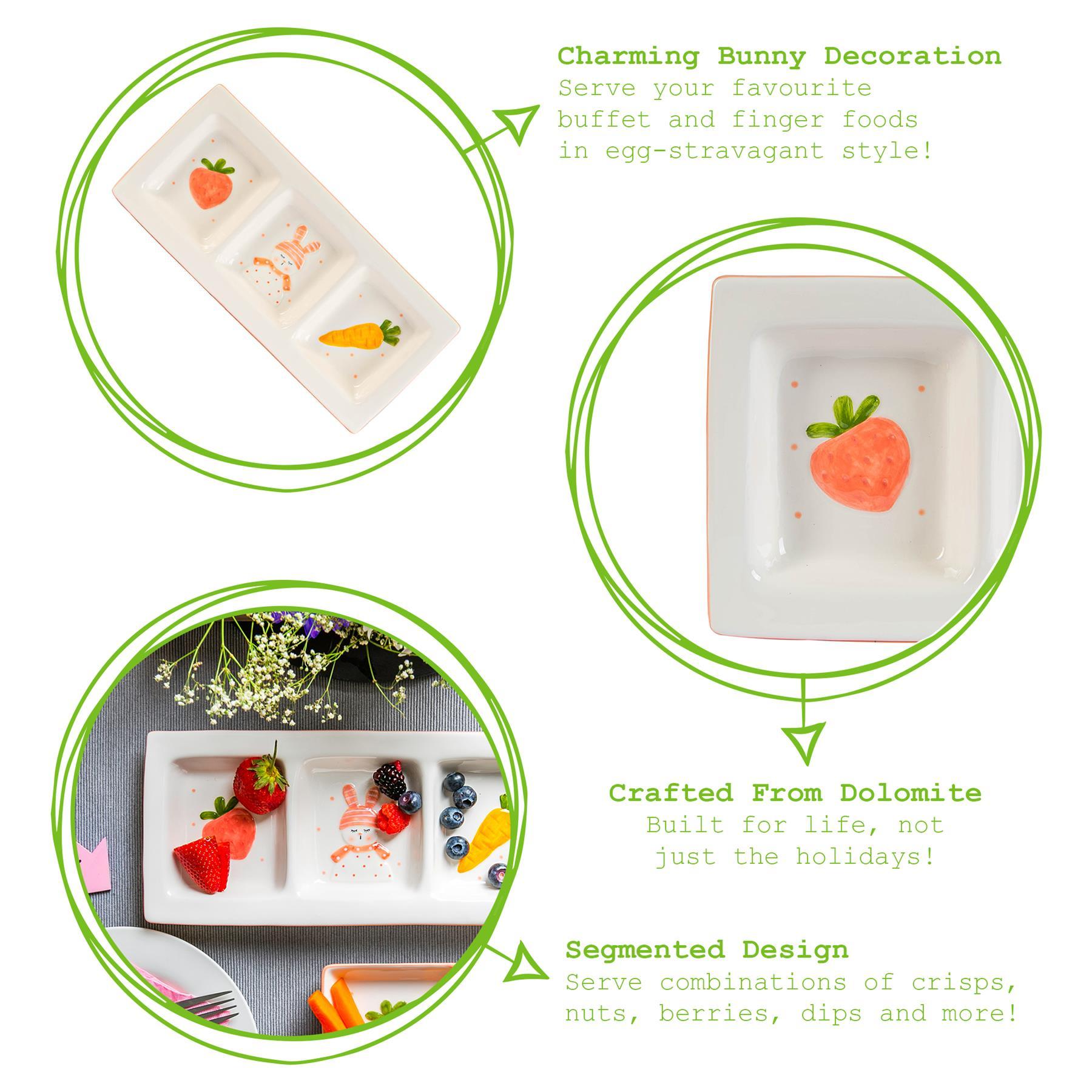 31cm White Easter Bunny Dolomite Snack Plate