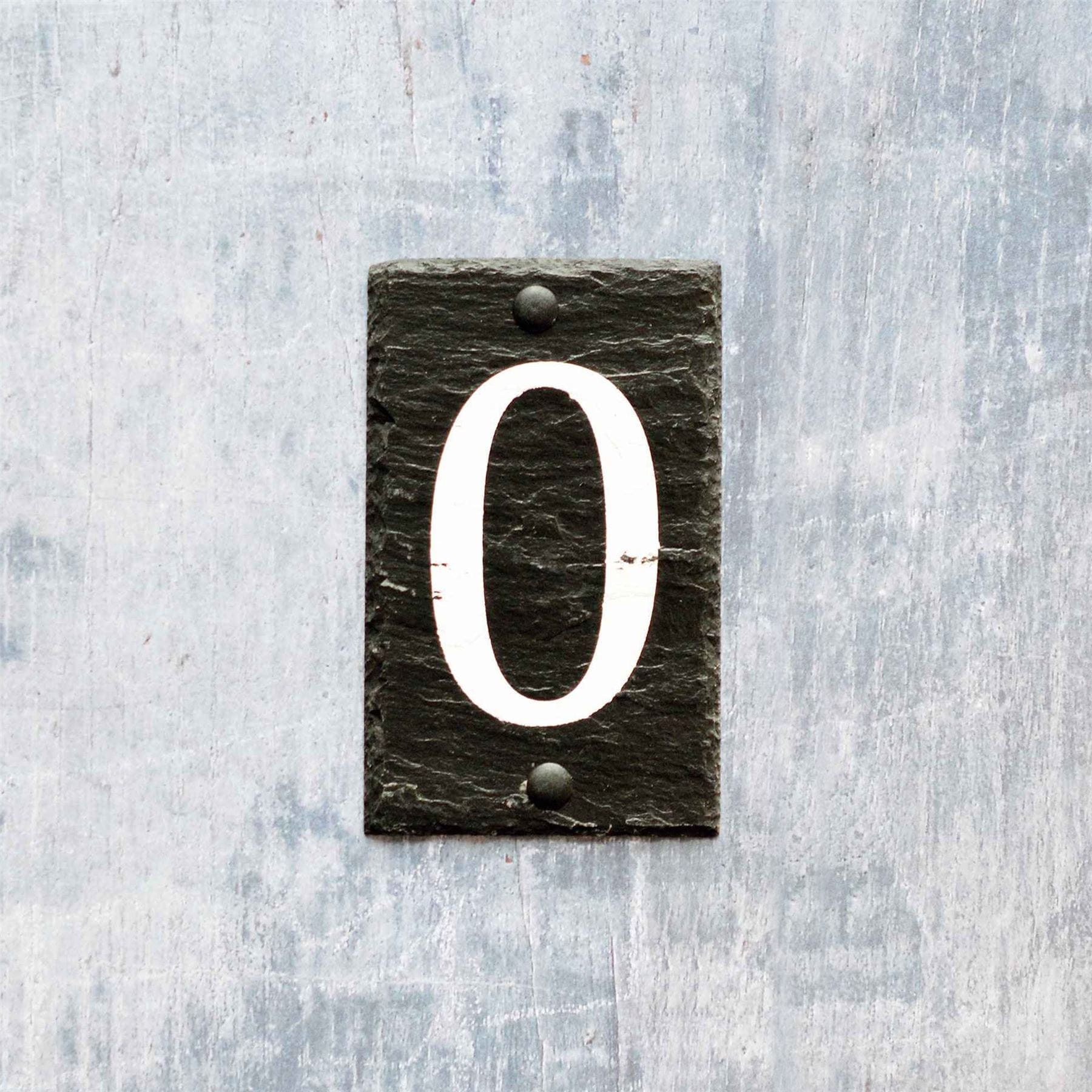 Number 0 Slate House Sign