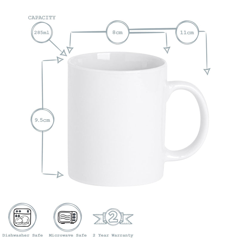 285ml White China Coffee Mugs - Pack of Six - By Argon Tableware