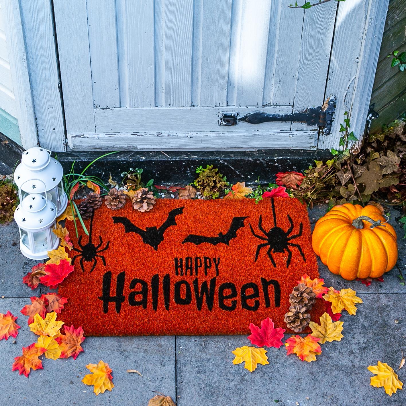 60cm x 40cm Orange Happy Halloween Coir Door Mat