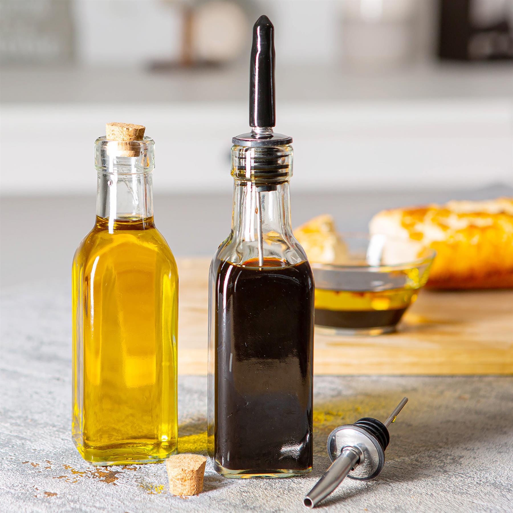 170ml Glass Olive Oil Pourer Bottle with Cork Lid