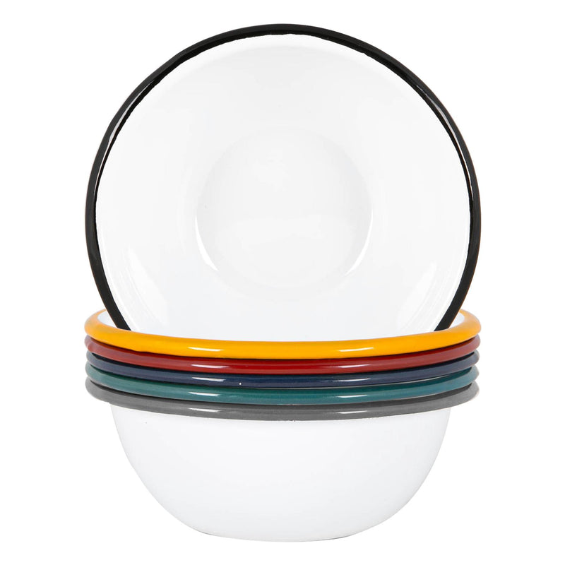 Argon Tableware White Enamel Bowls - 16cm - 6 Colours