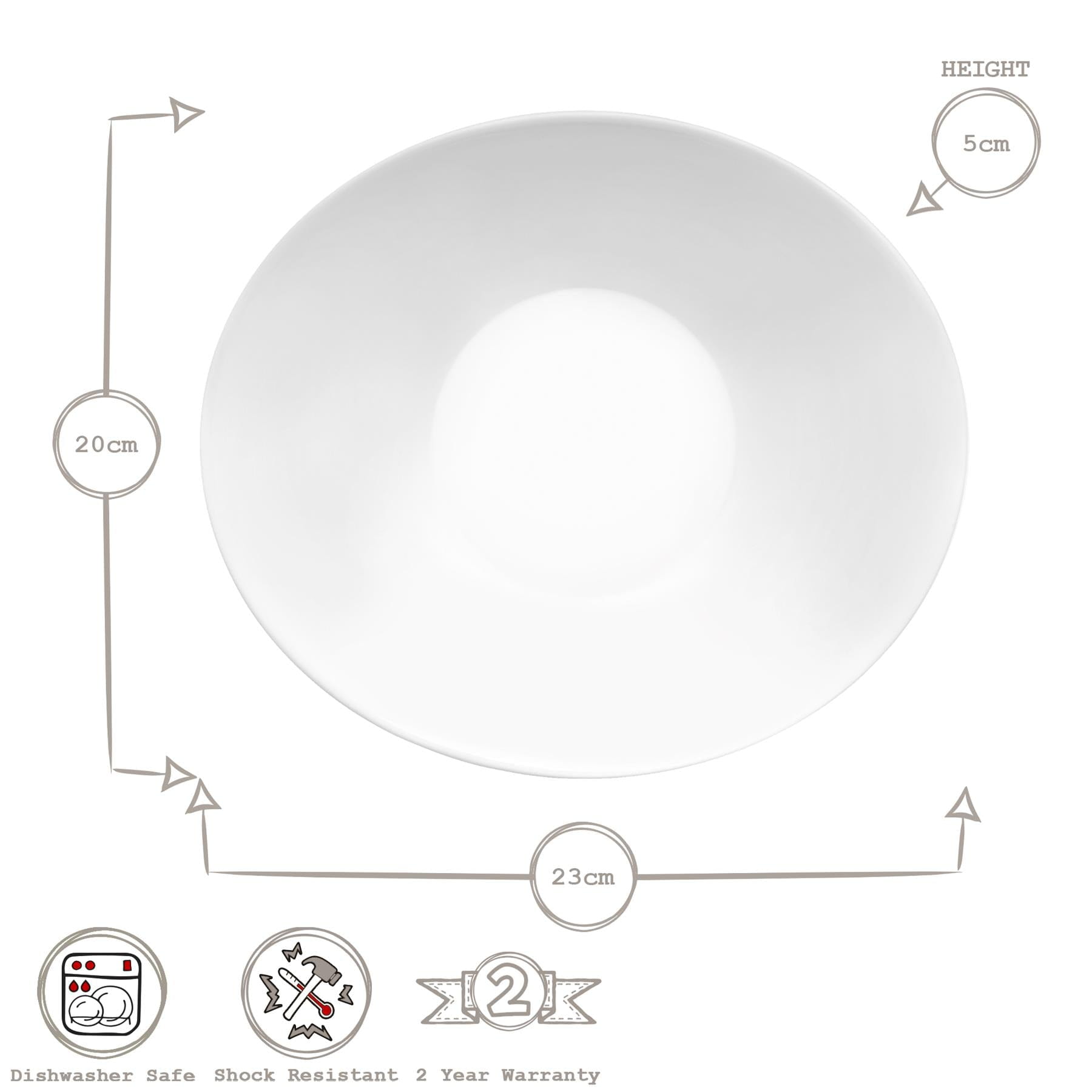 White 23cm Prometeo Oval Glass Soup Plates - Pack of 6