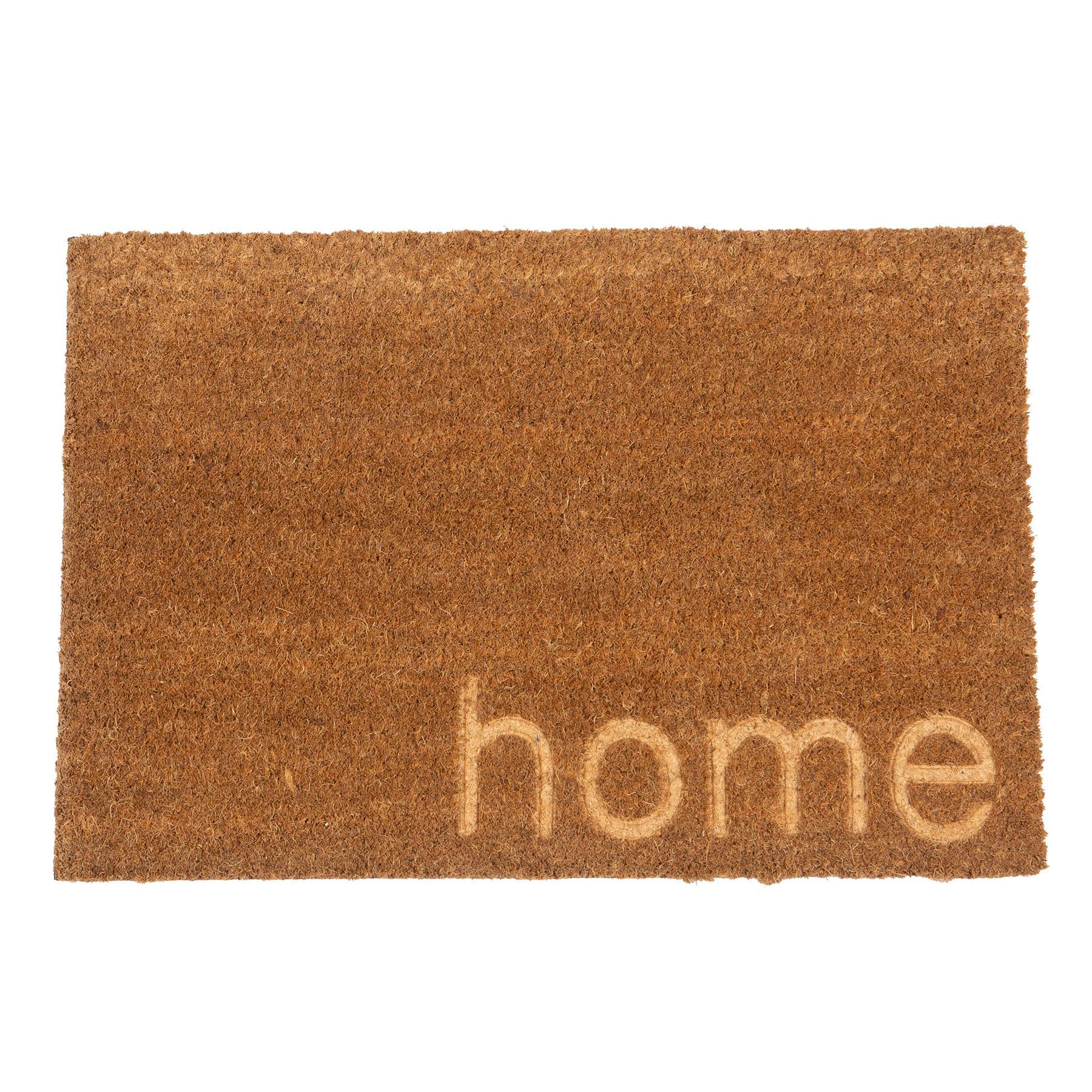 60cm x 40cm Brown Home Embossed Coir Door Mat