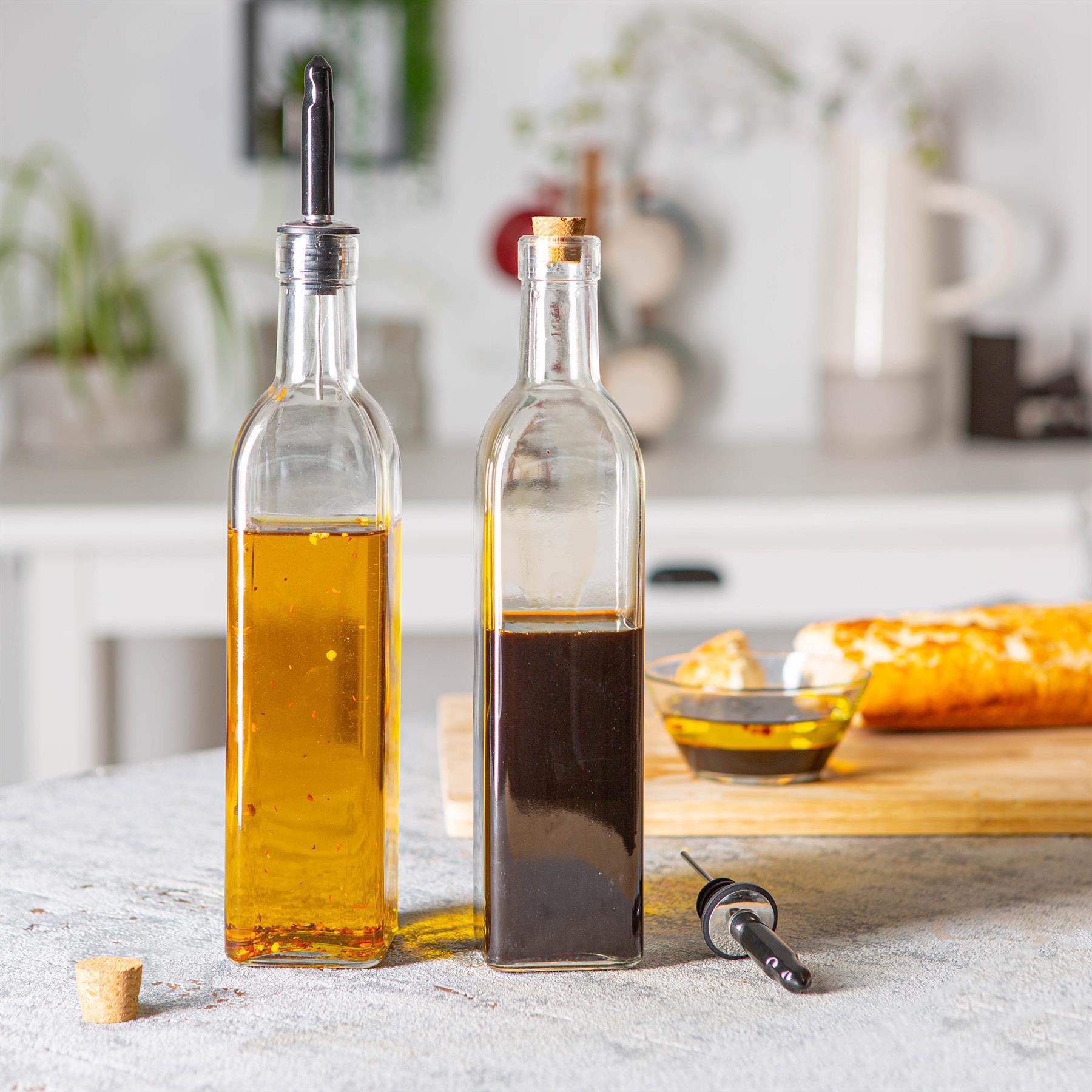 500ml Glass Olive Oil Pourer Bottle with Cork Lid