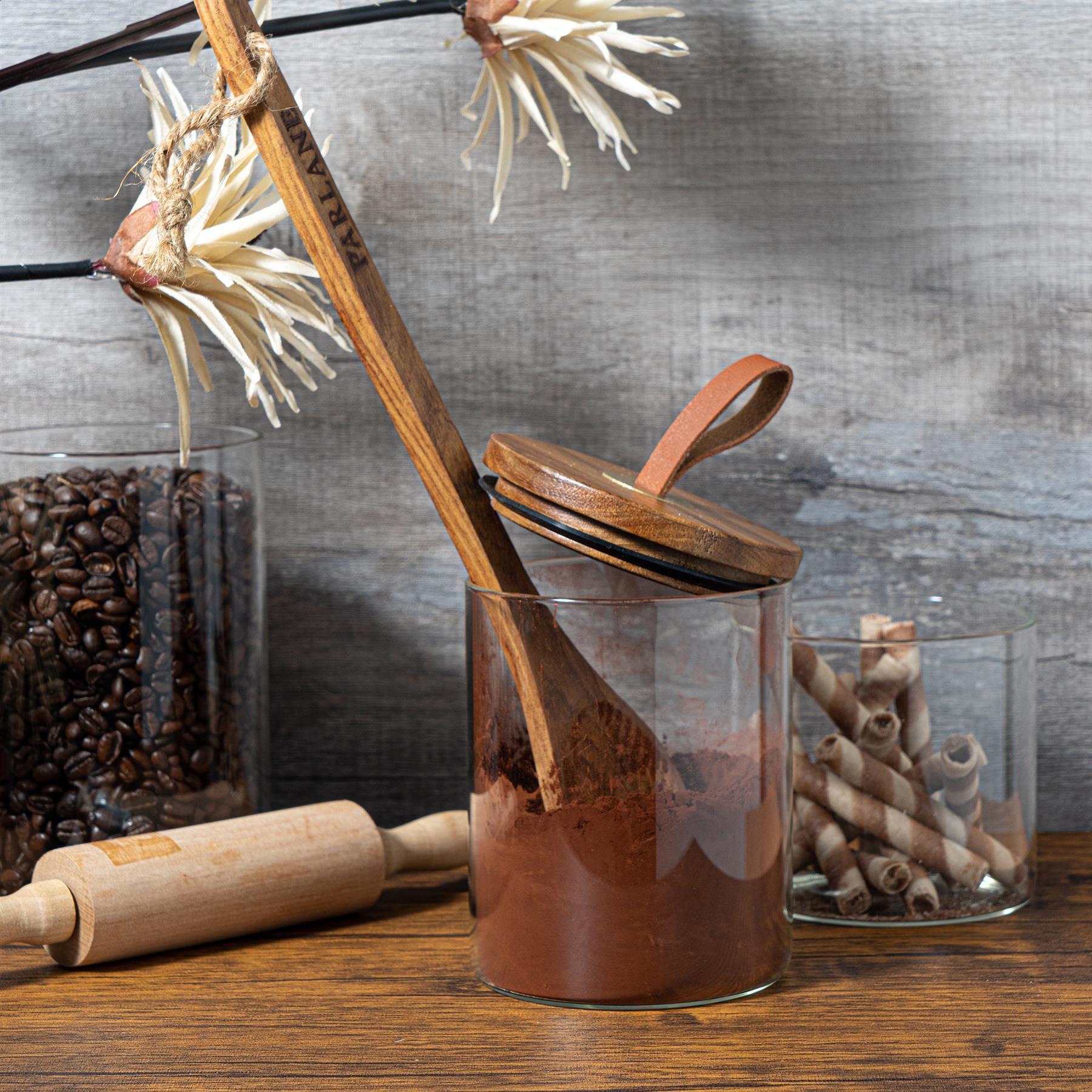 750ml Scandi Storage Jar with Leather Loop Lid