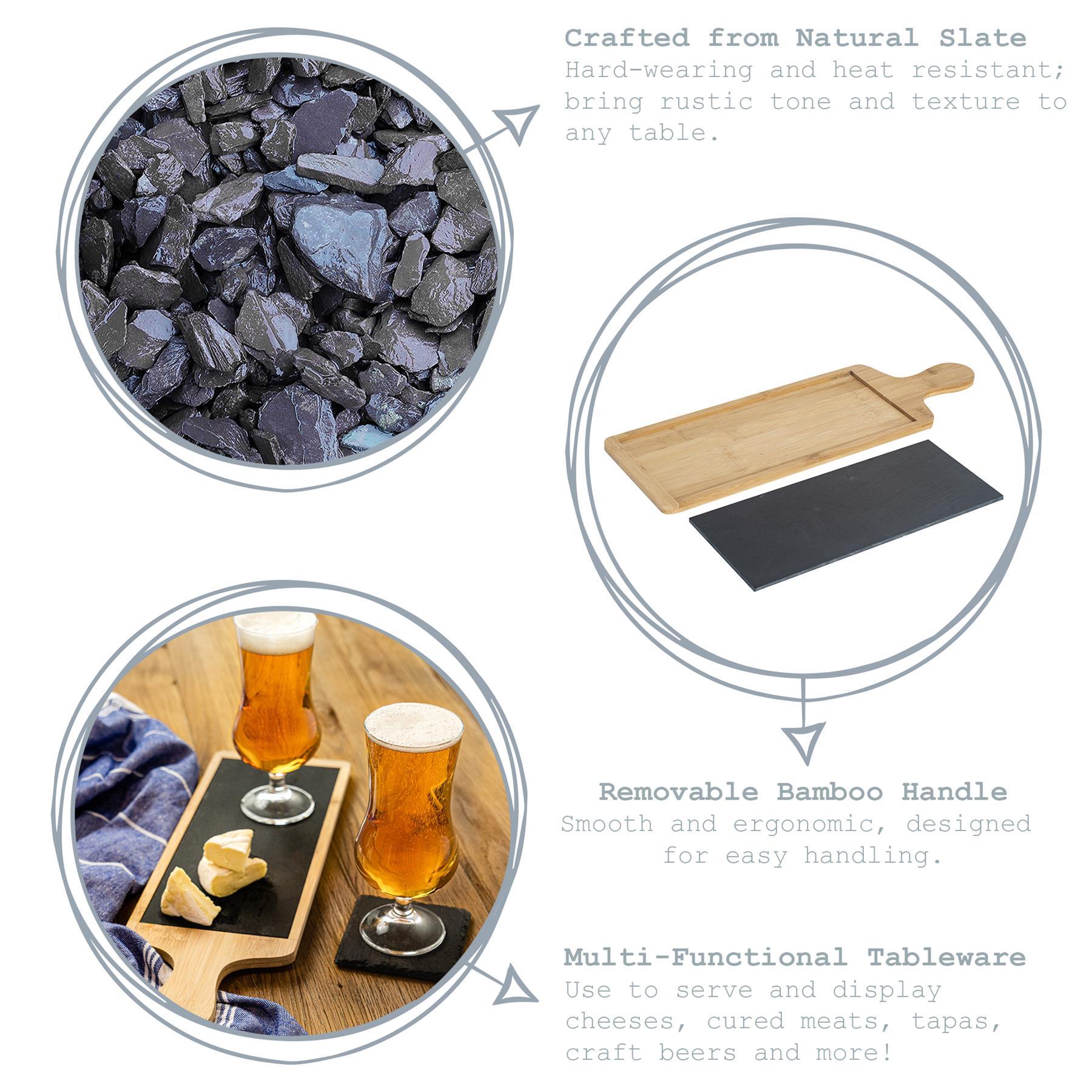 Slate Bamboo Food and Drink Serving Paddle Serving Trays