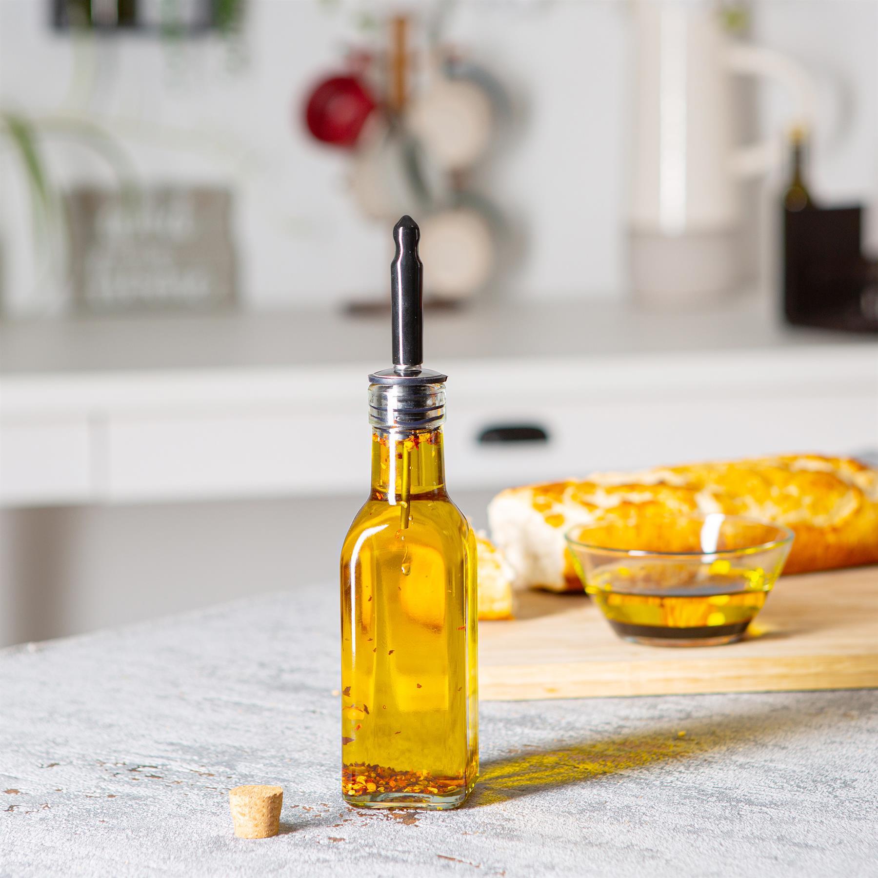 170ml Glass Olive Oil Pourer Bottle with Cork Lid