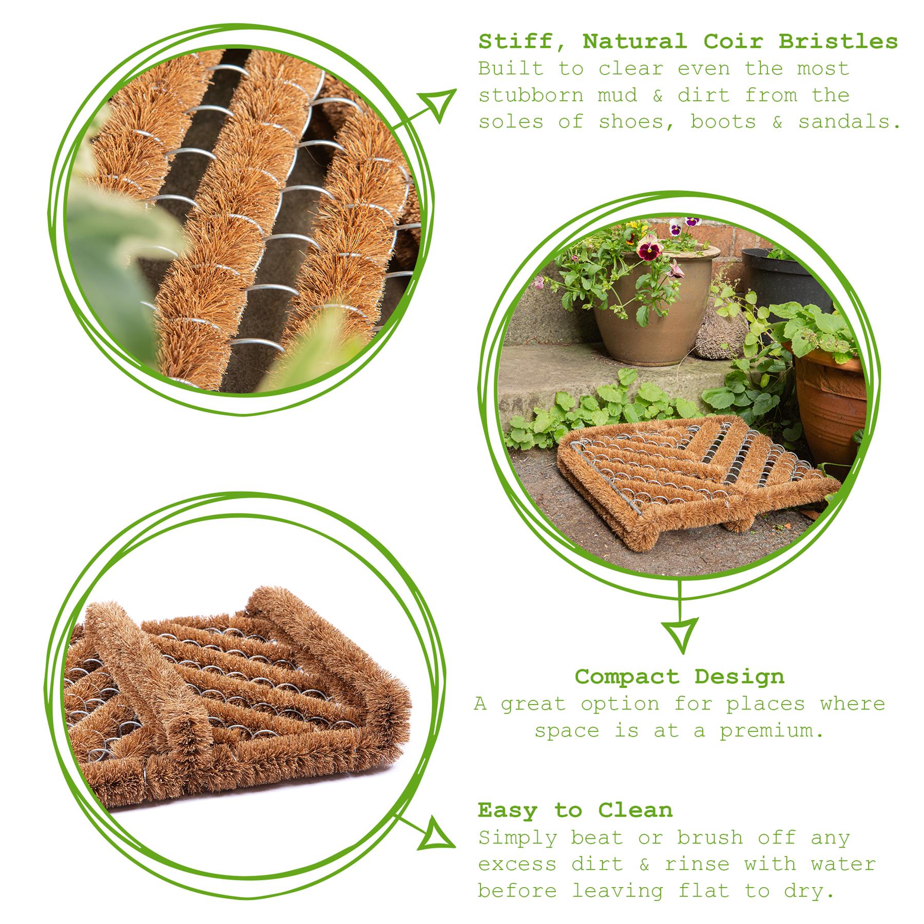 35cm x 30cm Natural Coir Scraper Door Mat