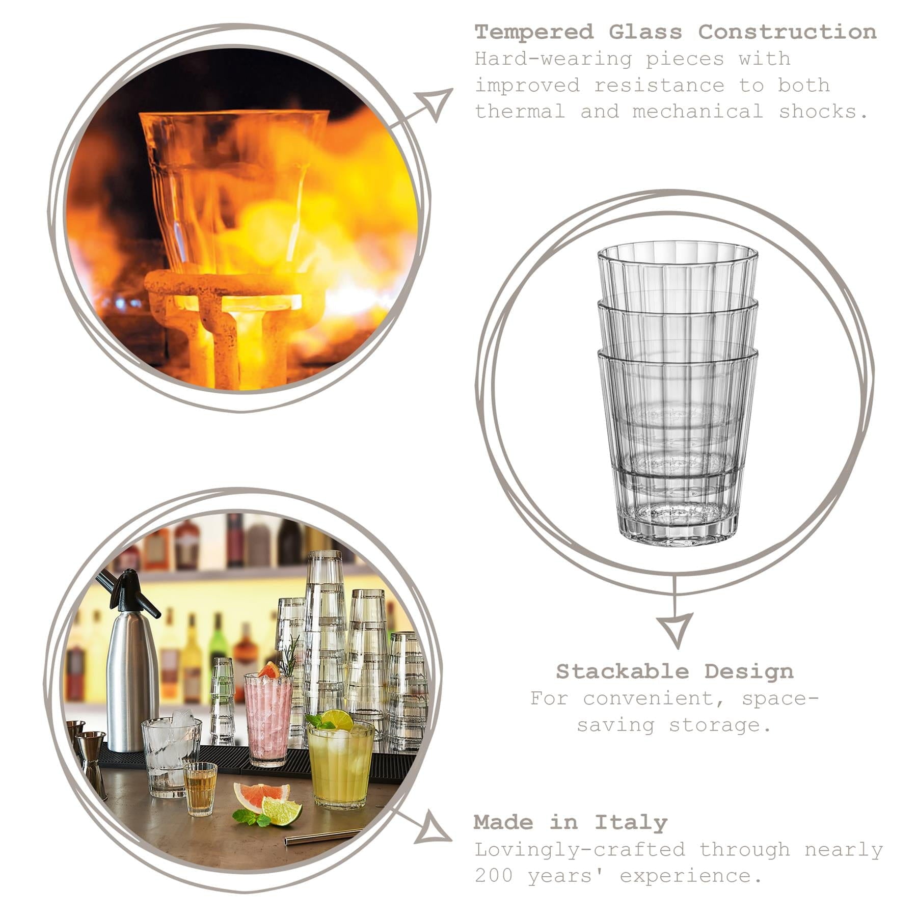 395ml Oxford Bar Stacking Highball Glasses - Pack of Six