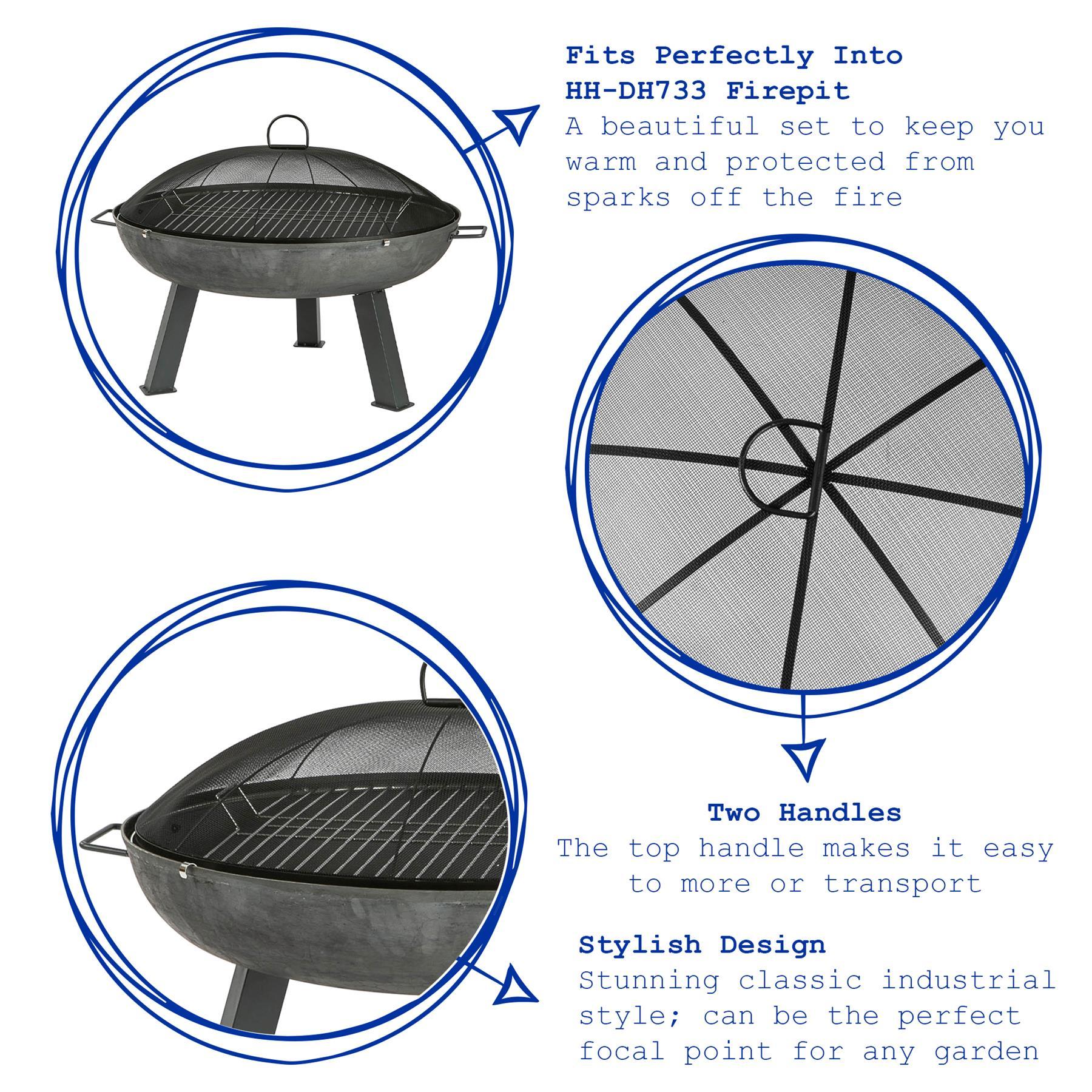 2pc Fire Pit Grill & Spark Guard Set - 72.5cm