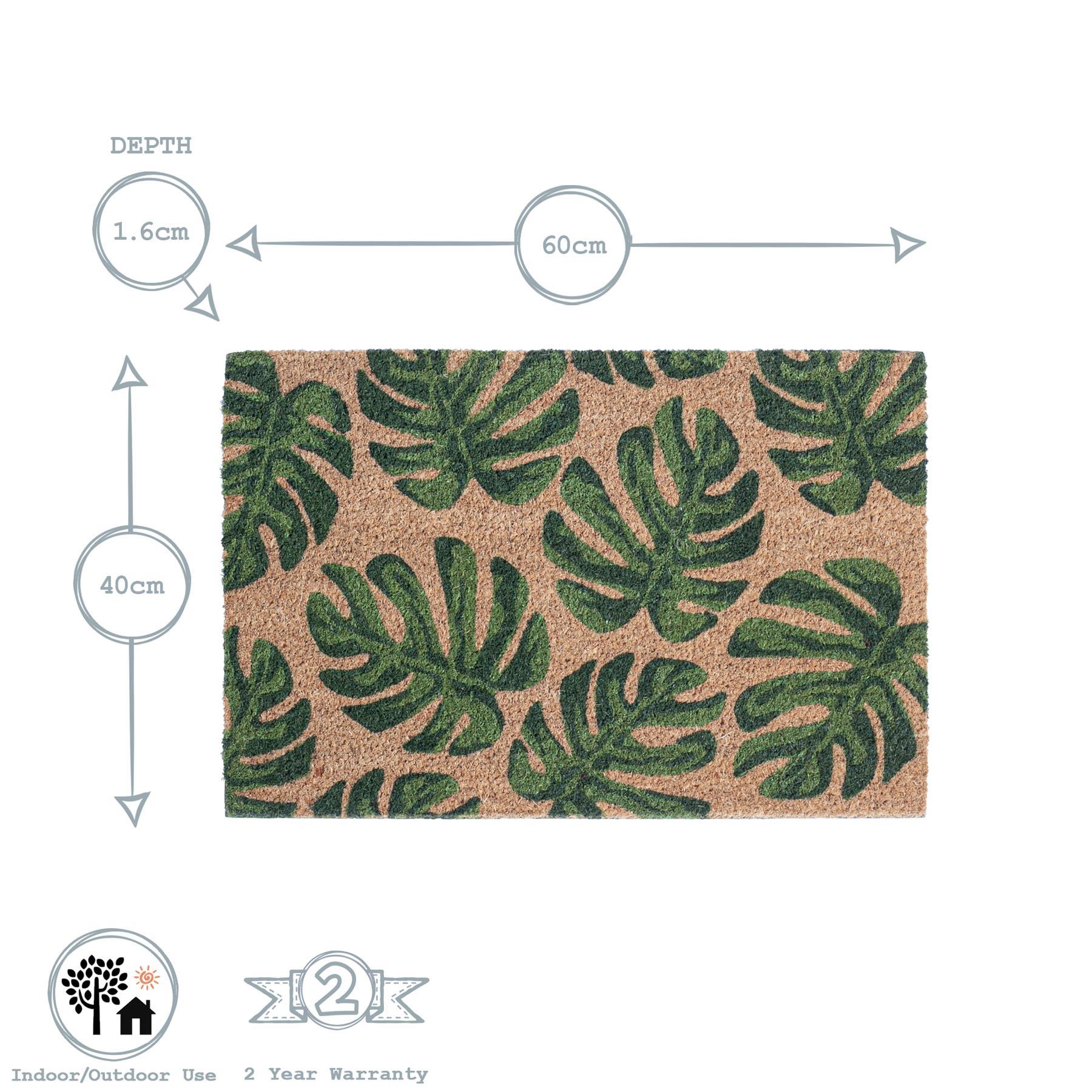 60cm x 40cm Green Banana Leaf Coir Door Mat
