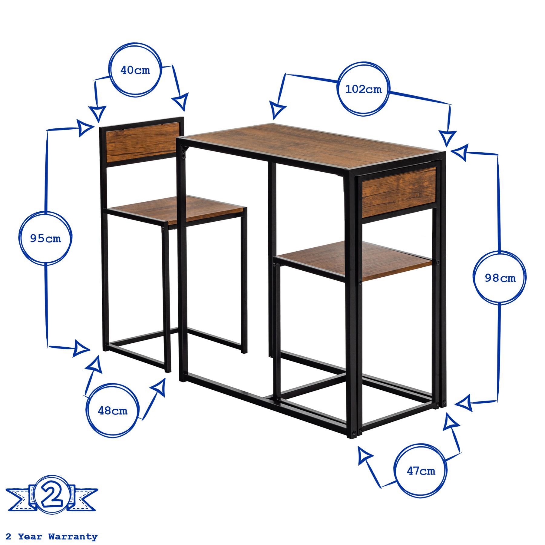 Two-Seater Brown Breakfast Bar Set
