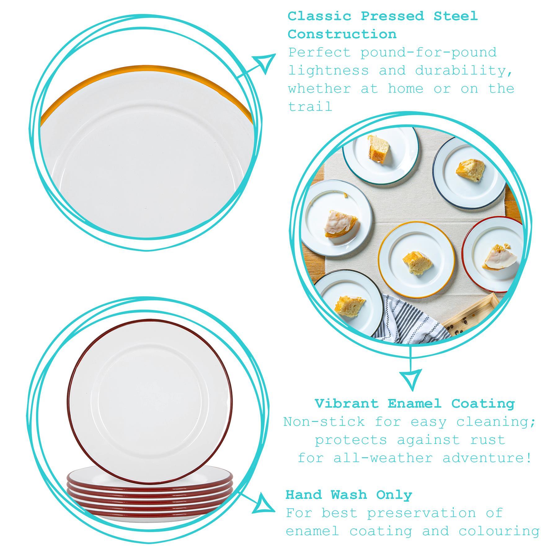 25.5cm Black/Grey White Enamel Dinner Plates - Pack of Four