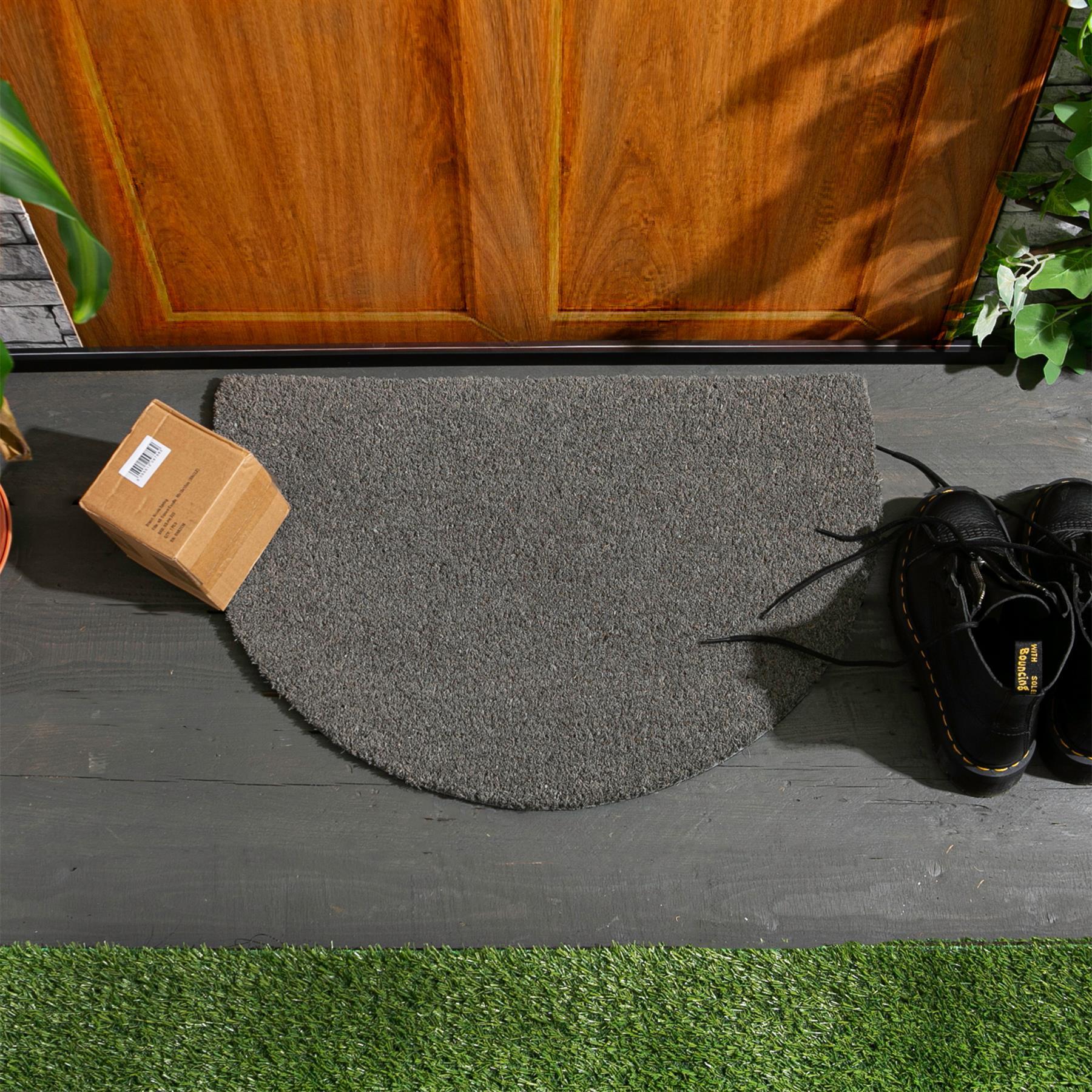 60cm x 40cm Grey Coir Half Moon Door Mat